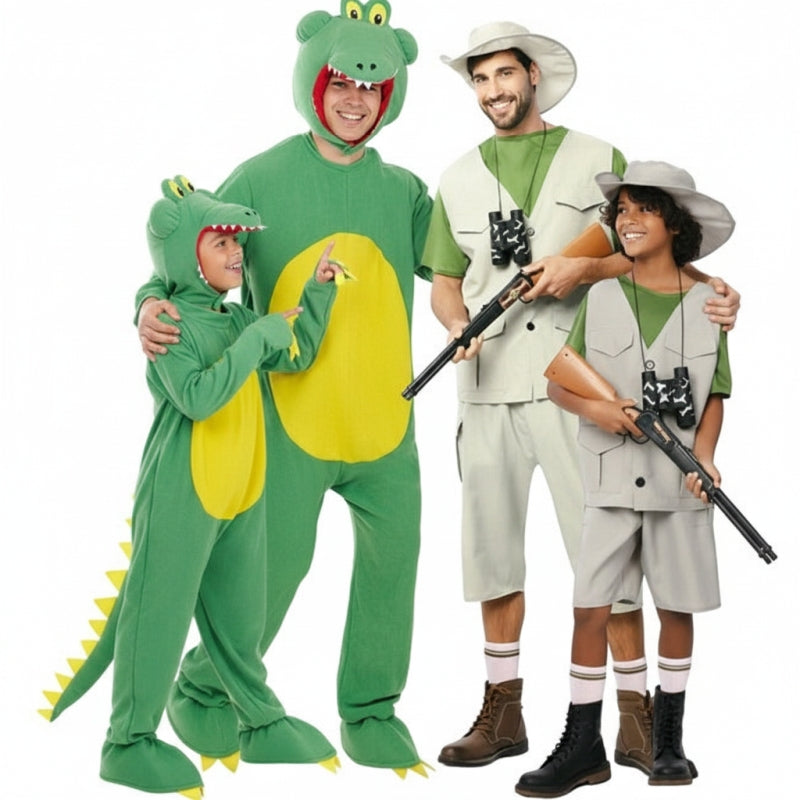 Groupe Explorateurs et crocodiles sauvages