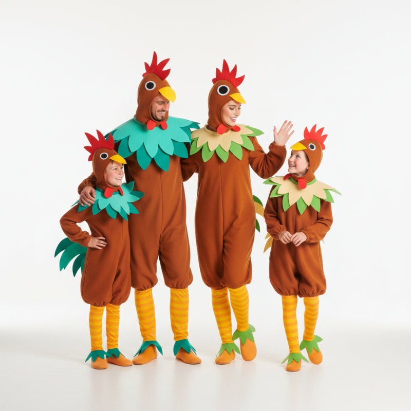 Groupe Coqs et poules marron