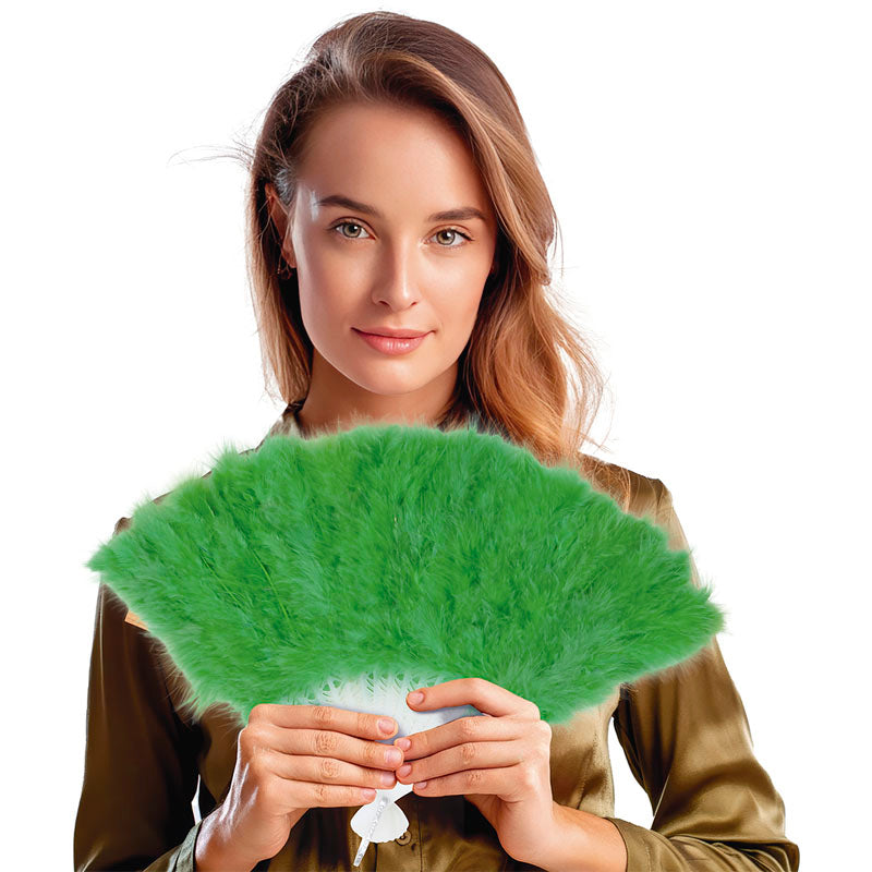 Abanico plumas verde oscuro