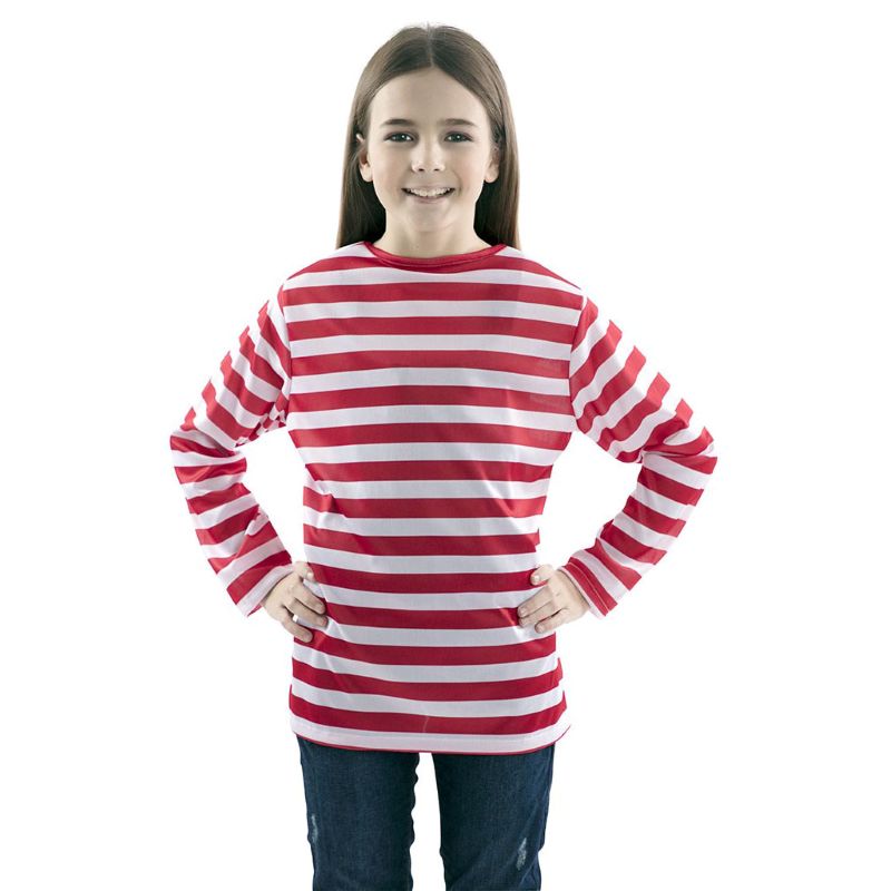 Camiseta de Rayas Rojas y Blancas infantil Unisex