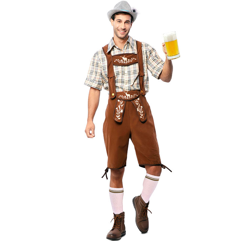 Costume Bavarois Homme Lederhosen - Pantalon En Cuir Avec Bretelles, Style Oktoberfest/Halloween
