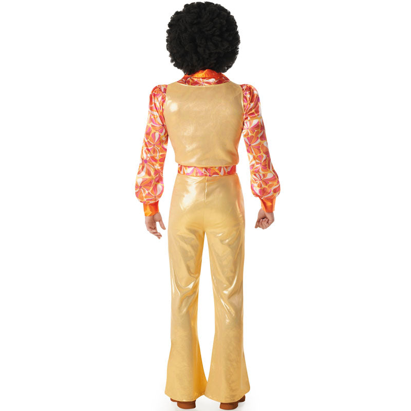 Disfraz de Disco dorado años 70 para hombre Espalda