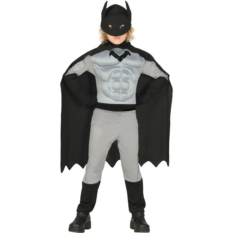 Disfraz de Héroe Murciélago con músculos para niño