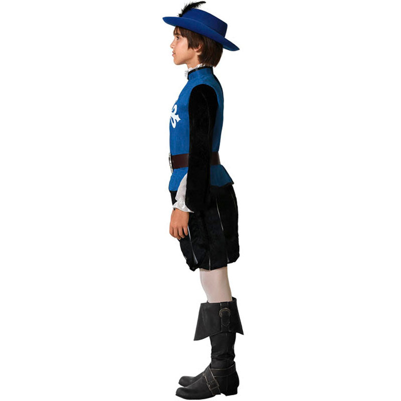 Disfraz de Mosquetero medieval azul para niño Perfil