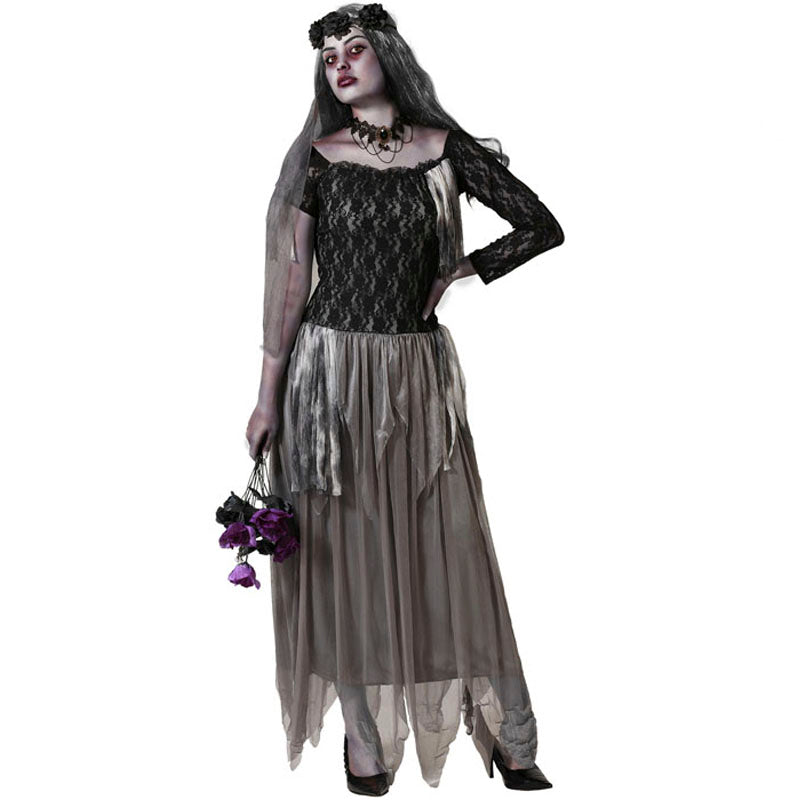 Disfraz de Novia zombie gris para mujer