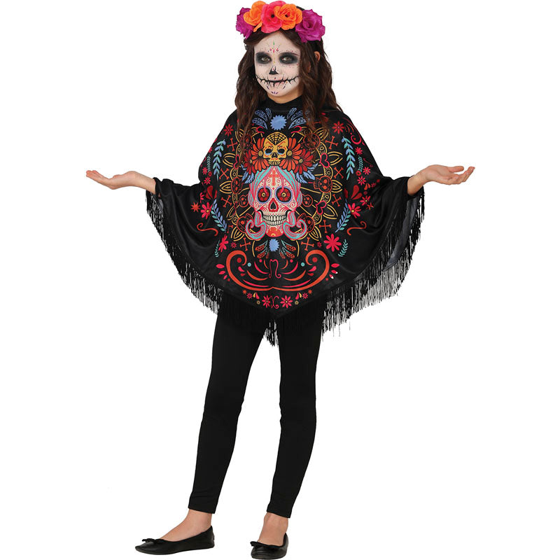 Disfraz de Poncho Catrina para niña