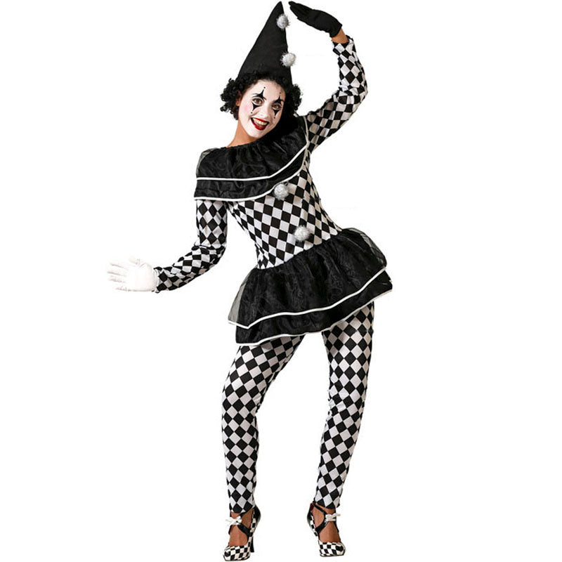 Disfraz para mujer de Arlequín blanco y negro