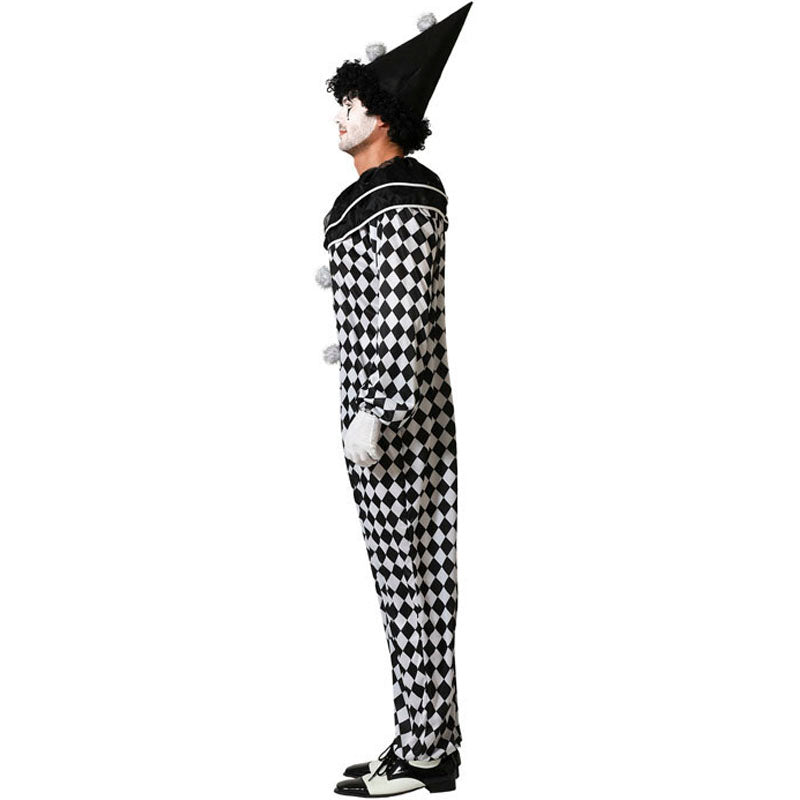 Disfraz para hombre de Arlequín blanco y negro Perfil