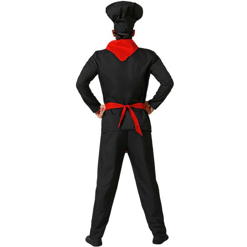 Disfraz para hombre de Cocinero con delantal rojo Espalda