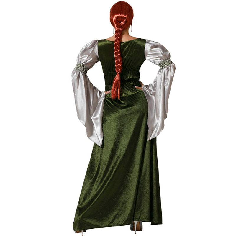 Disfraz para mujer de Dama medieval verde Espalda