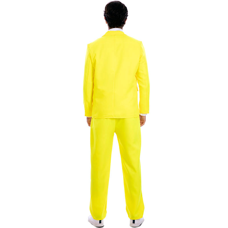 Disfraz de Traje divertido amarillo neón adulto unisex Espalda