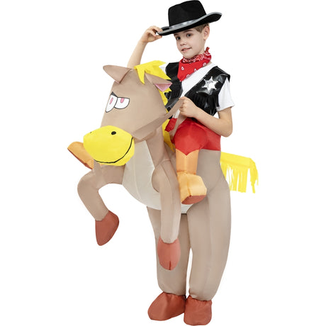 Disfraz de Vaquero a hombros  de Caballo hinchable infantil Bis