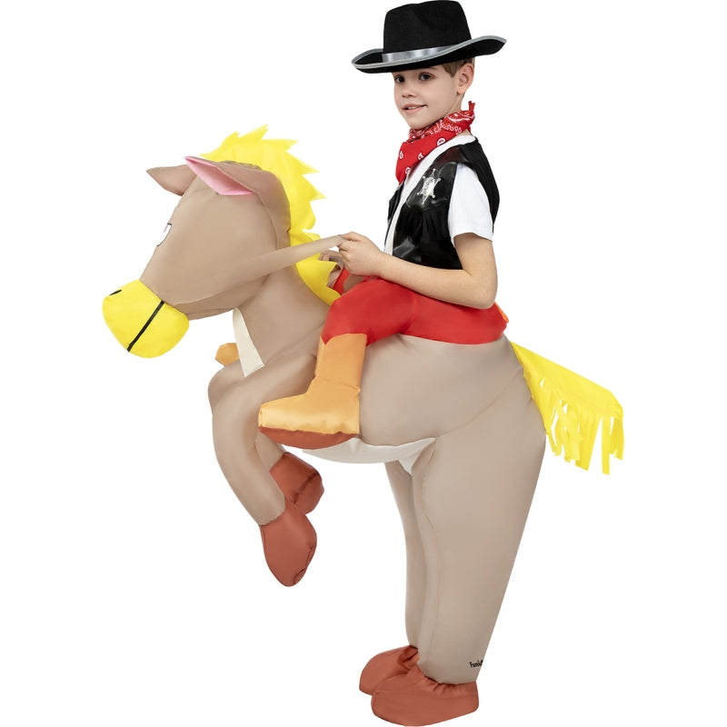Disfraz de Vaquero a hombros de Caballo hinchable infantil Perfil
