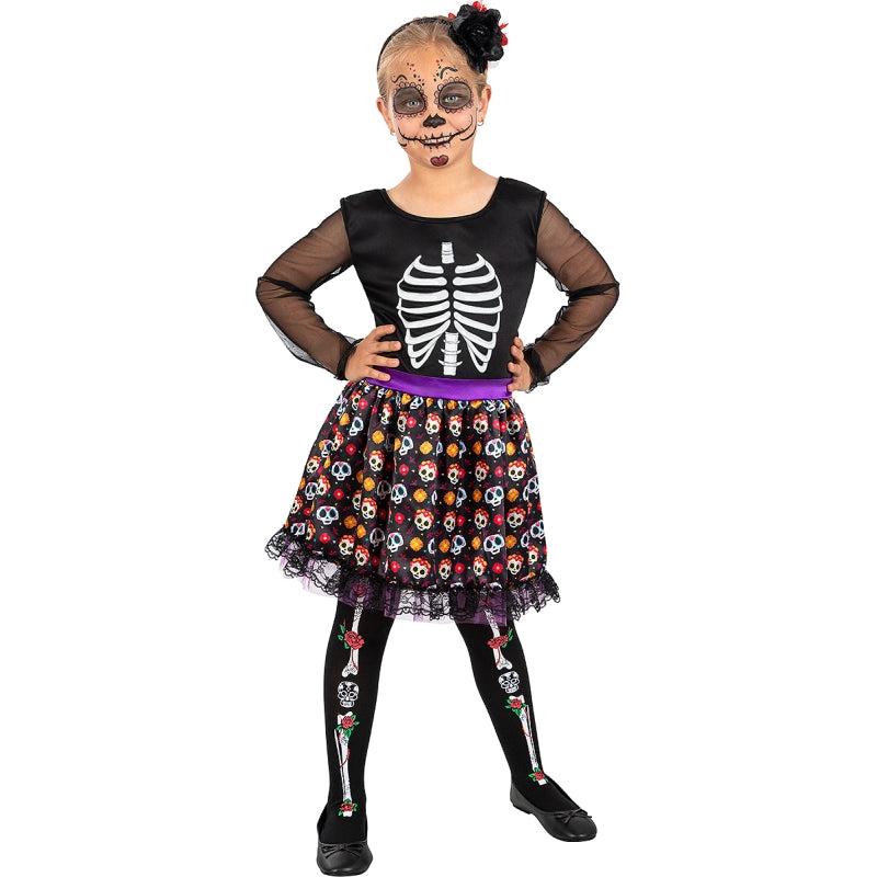 Disfraz de Esqueleto Día de los Muertos para niña