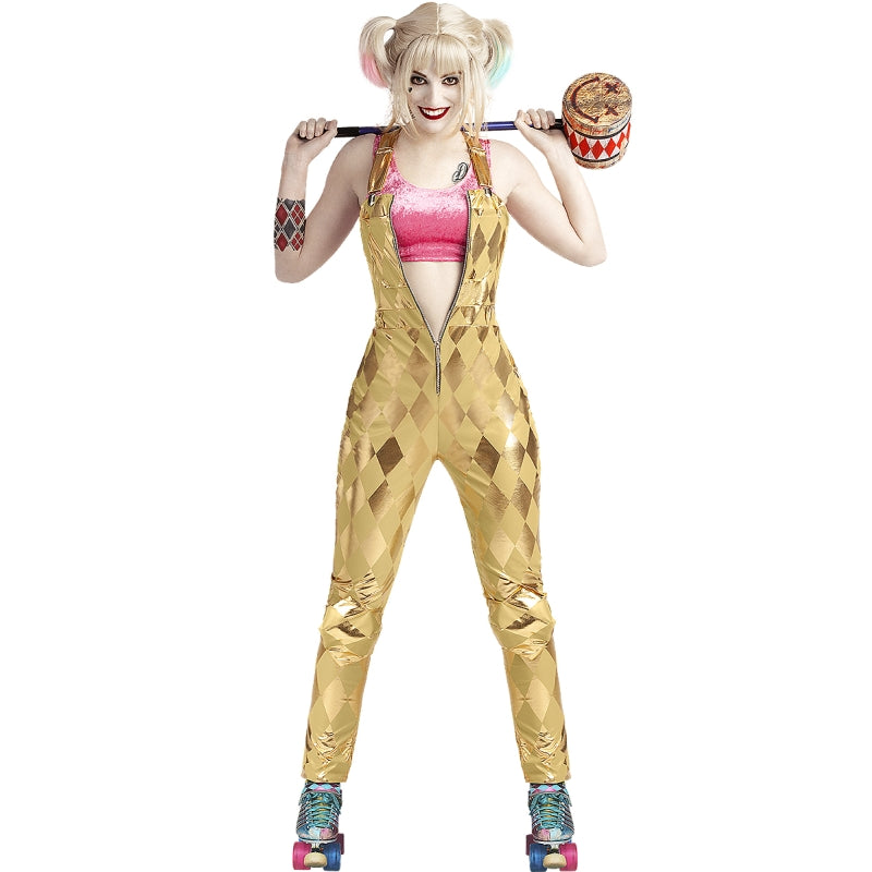Disfraz de Harley Quinn con mono de Birds of Prey para mujer