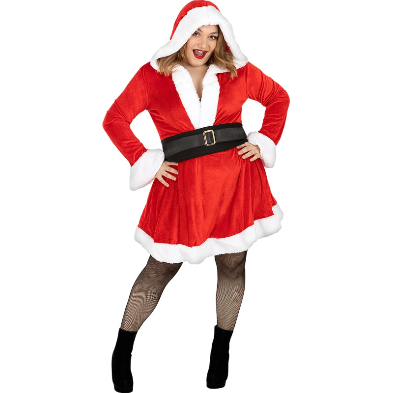 Disfraz de Mamá Noel con capucha para mujer Bis