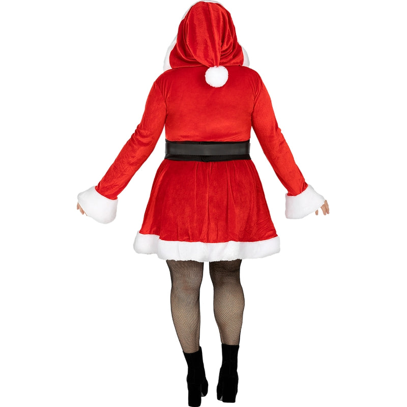 Disfraz de Mamá Noel con capucha para mujer Espalda Bis