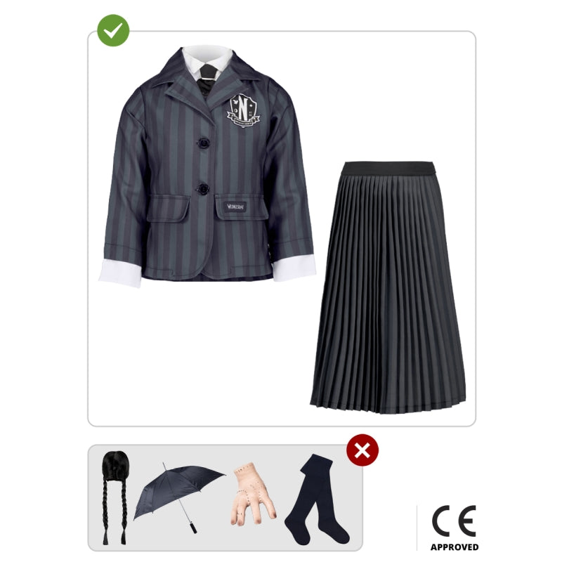 Disfraz de Miércoles Addams uniforme Wednesday para niña Contenido