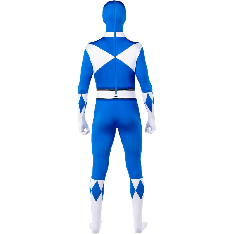 Disfraz de Power Ranger Azul Segunda piel adulto unisex Espalda