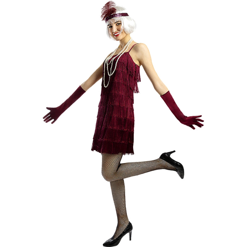 Disfraz de Charlestón Flecos Granate para mujer Perfil