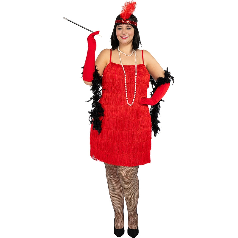 Disfraz de Charlestón rojo para mujer Talla Grande