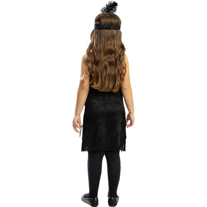 Disfraz de Charlestón Negro para niña Espalda