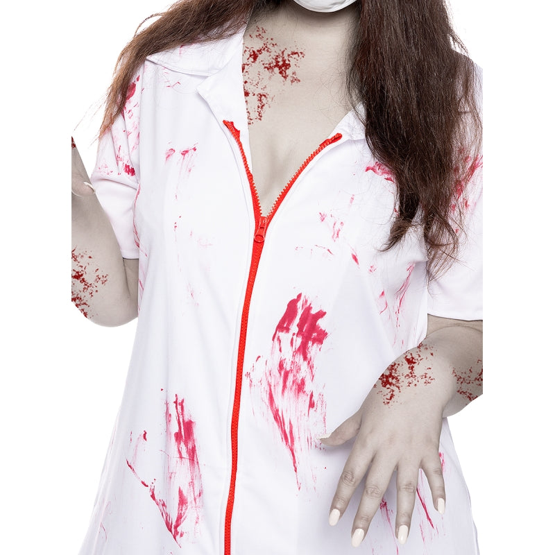 Disfraz de Enfermera Zombie Ensangrentada para mujer Detalle