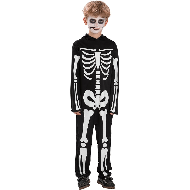 Disfraz de Esqueleto Negro Clásico para niño Detalle