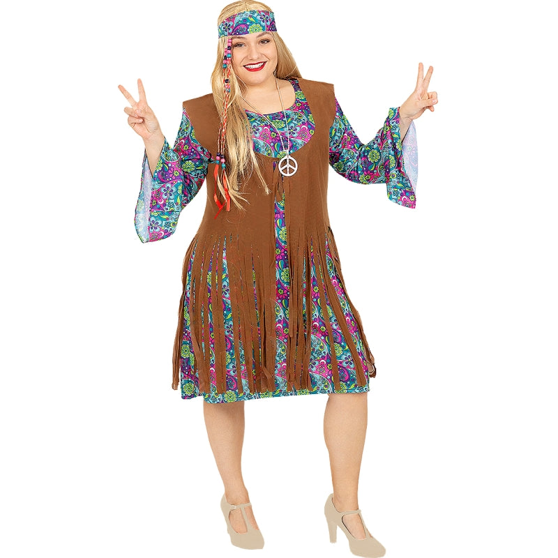 Disfraz de Hippie de la Paz para mujer Talla Grande