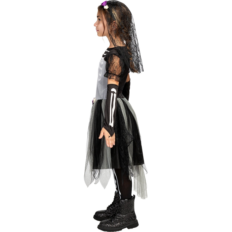 Disfraz de Novia Esqueleto con Encaje para niña Perfil