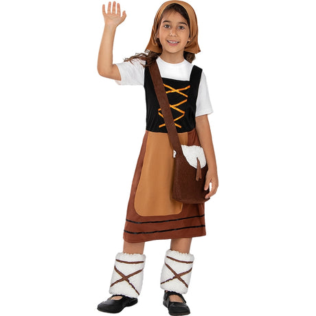 Disfraz de Pastorcita Marrón para niña Bis