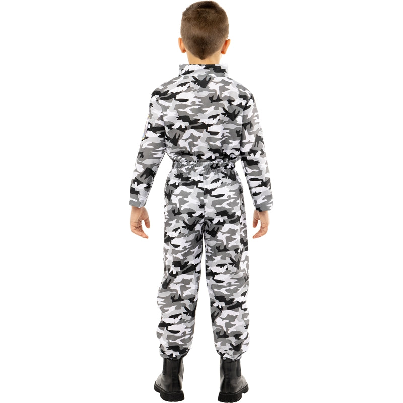 Disfraz de Piloto Caza Camuflaje para niño Espalda