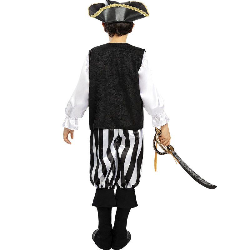 Disfraz de Pirata a rayas Black&White Collection para niño Espalda