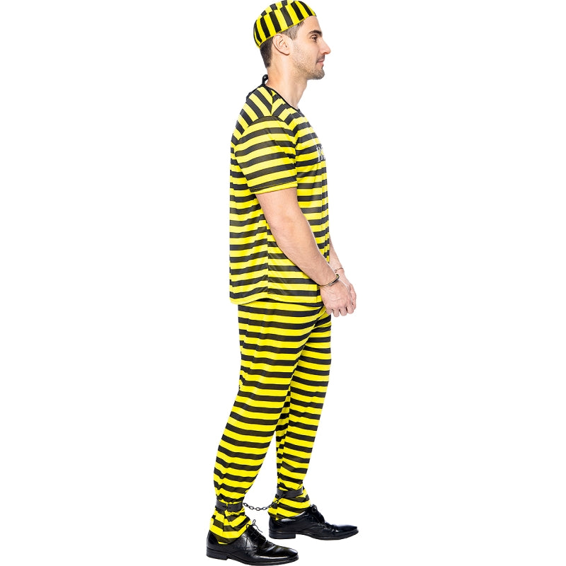 Disfraz de Preso amarillo y negro para hombre Perfil