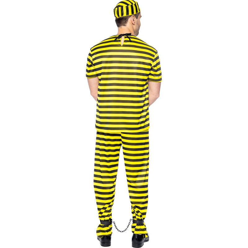 Disfraz de Preso amarillo y negro para hombre Espalda