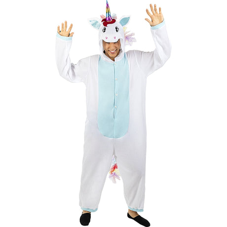 Disfraz de Unicornio Azul y Blanco Onesie adulto unisex