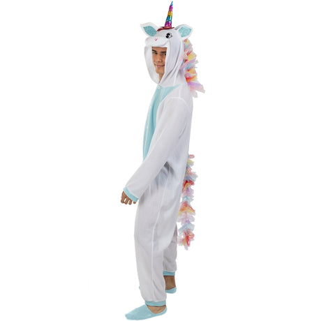 Disfraz de Unicornio Azul y Blanco Onesie adulto unisex Perfil