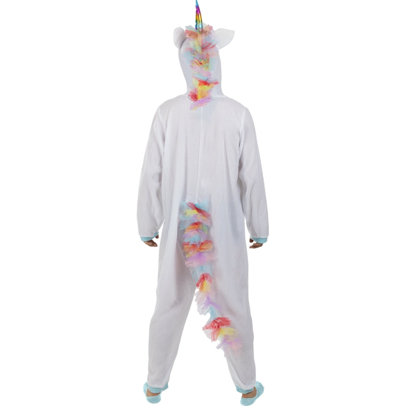 Disfraz de Unicornio Azul y Blanco Onesie adulto unisex Espalda