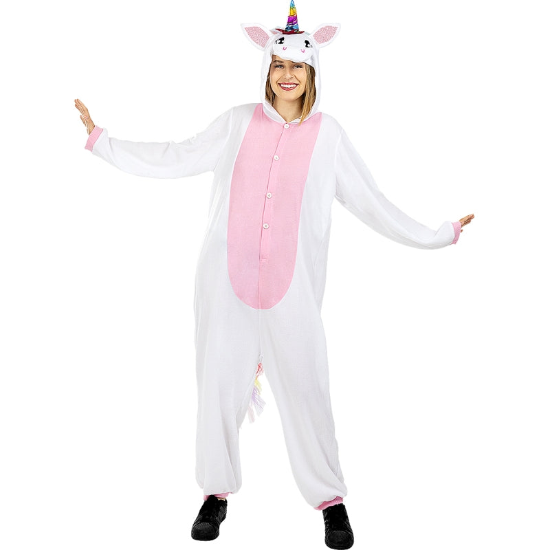 Disfraz de Unicornio Rosa y Blanco Onesie adulto unisex