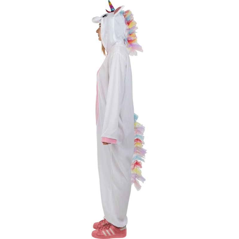 Disfraz de Unicornio Rosa y Blanco Onesie adulto unisex Perfil
