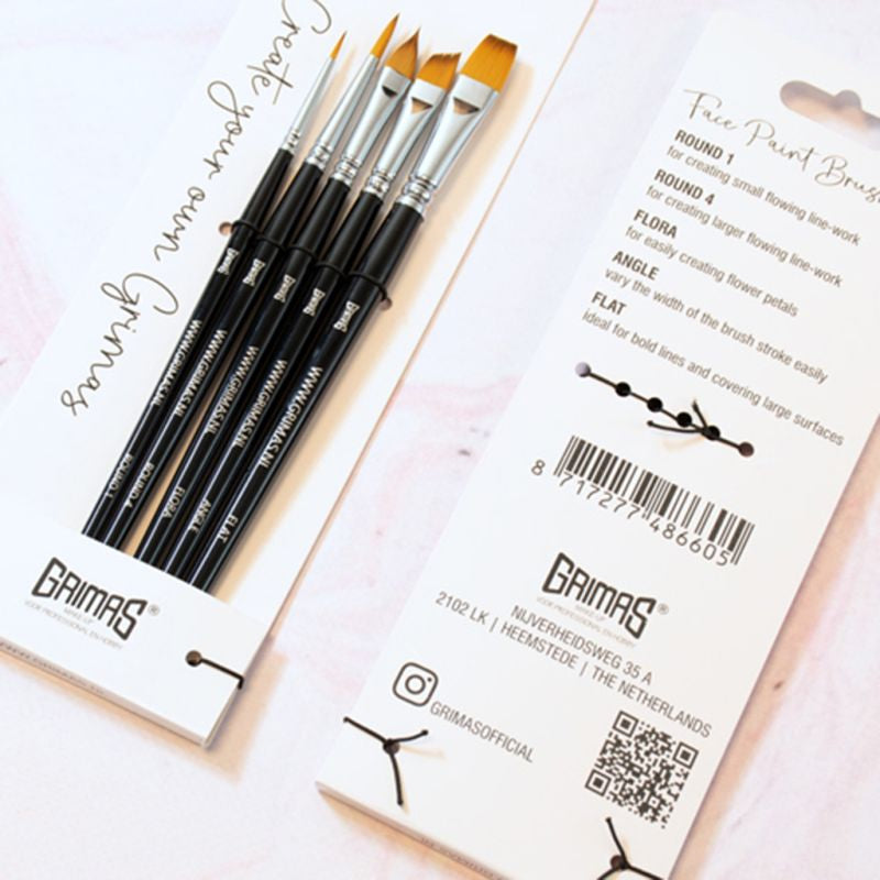 Face Paint Brush Set de Grimas - 5 Pinceles Packaging