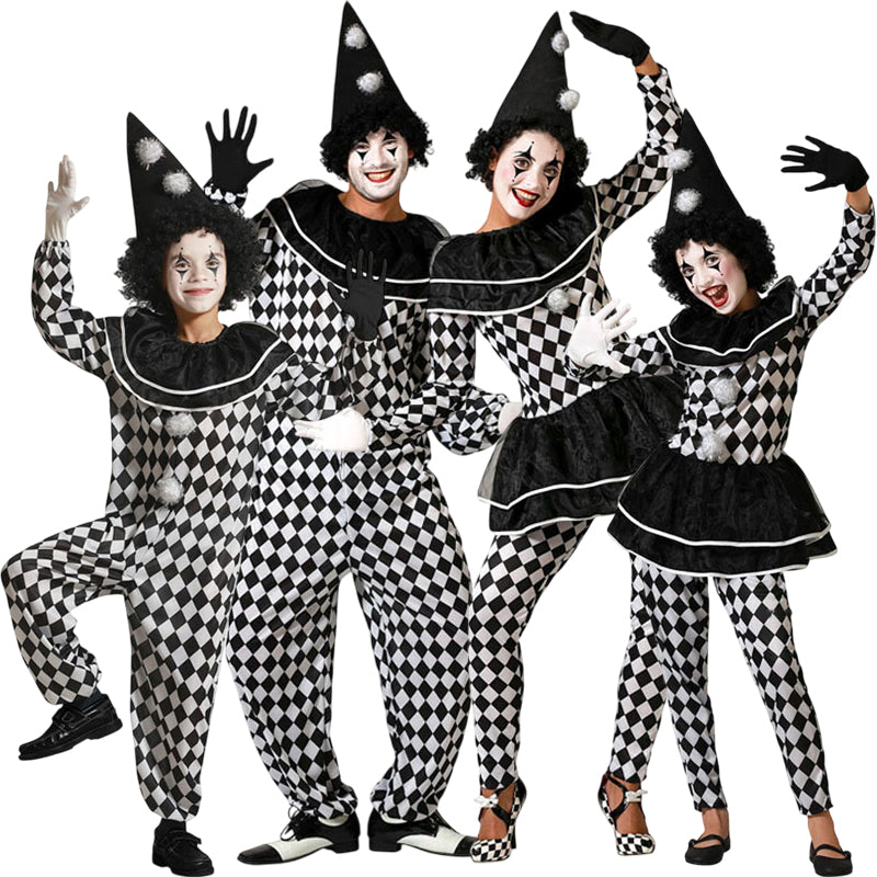 Disfraces Arlequines Blancos y Negros para grupos y familias