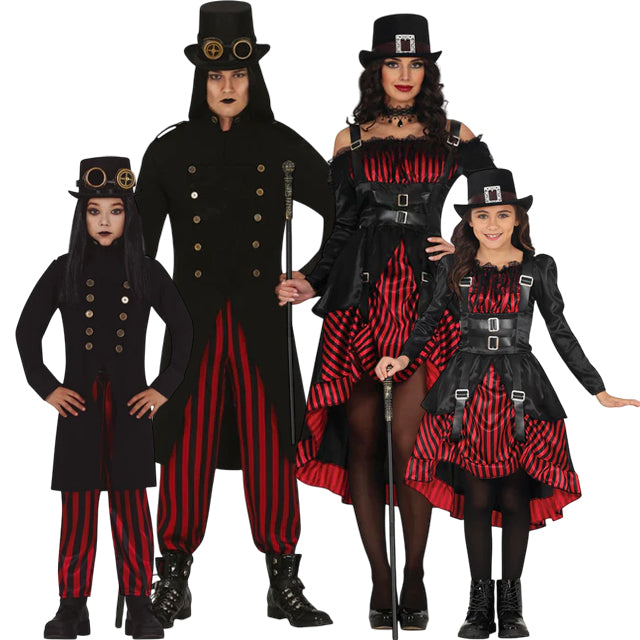 Disfraces Vampiros Lord y Lady Steampunk para grupos y familias