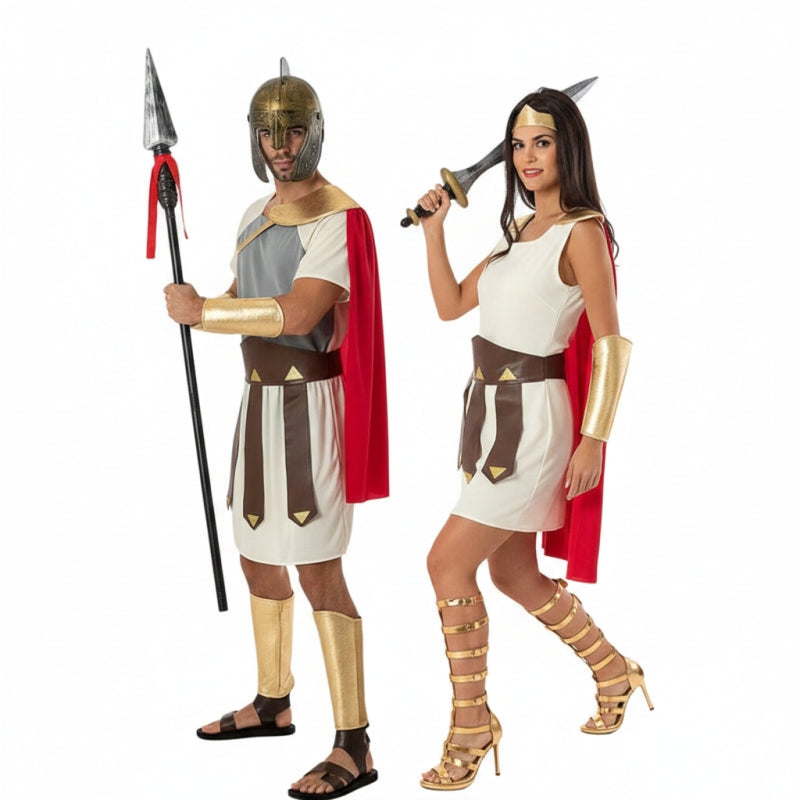 Costume Couple Gladiateurs Romains avec Cape