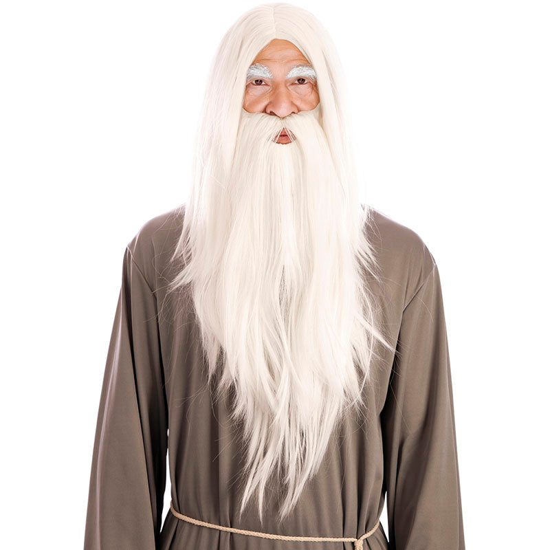 Peluca Mago blanca con barba larga