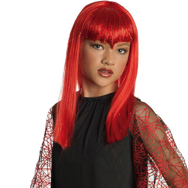 Peluca Vampiresa traviesa roja infantil