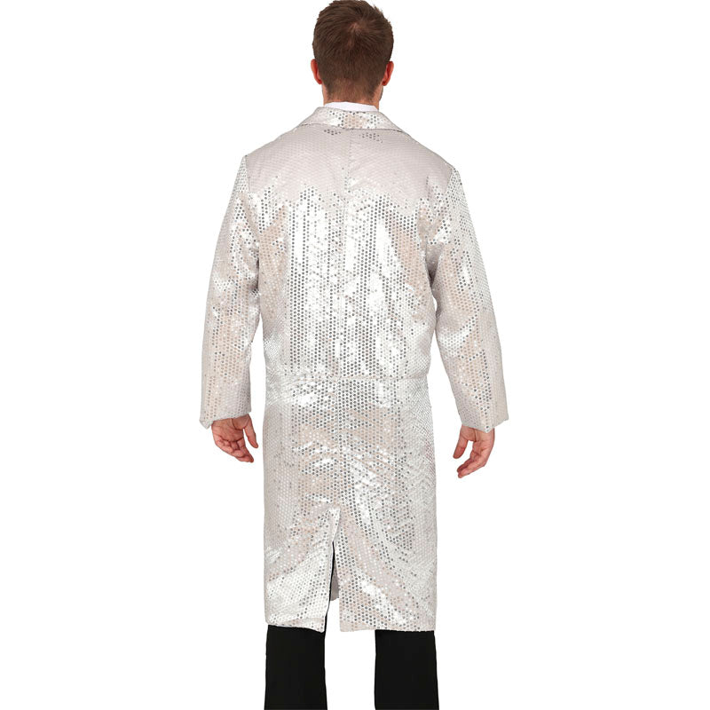 Chaqueta Frac de Lentejuelas Plateadas para Hombre Espalda