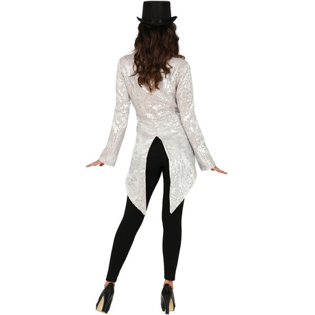 Chaqueta Frac de Lentejuelas plateadas para Mujer Espalda