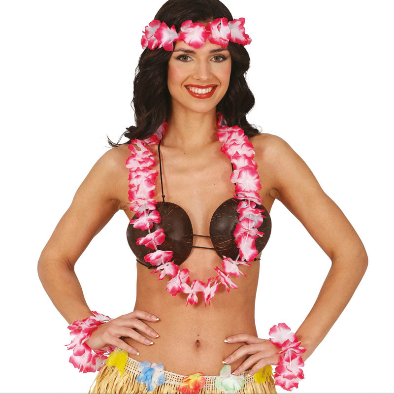 Conjunto rojo de accesorios hawaianos