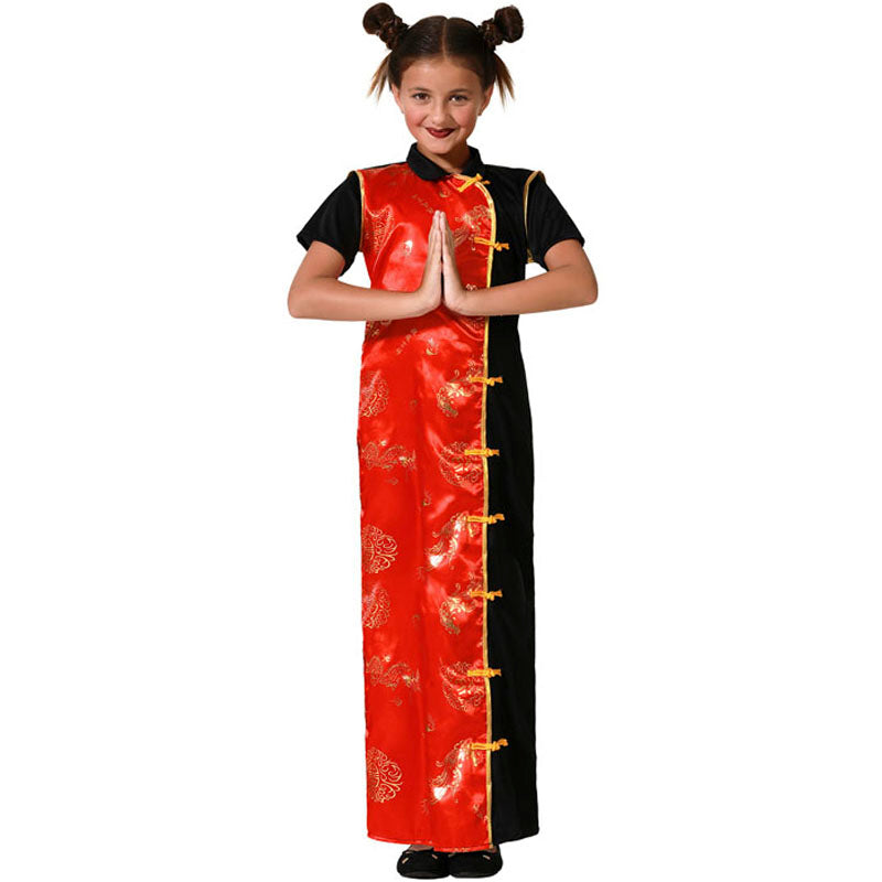 Disfraz para niña de China negro y rojo